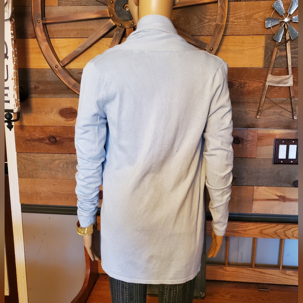 Cyrus Light Blue Knit Open Cardigan Sweater - Picture 6 of 14